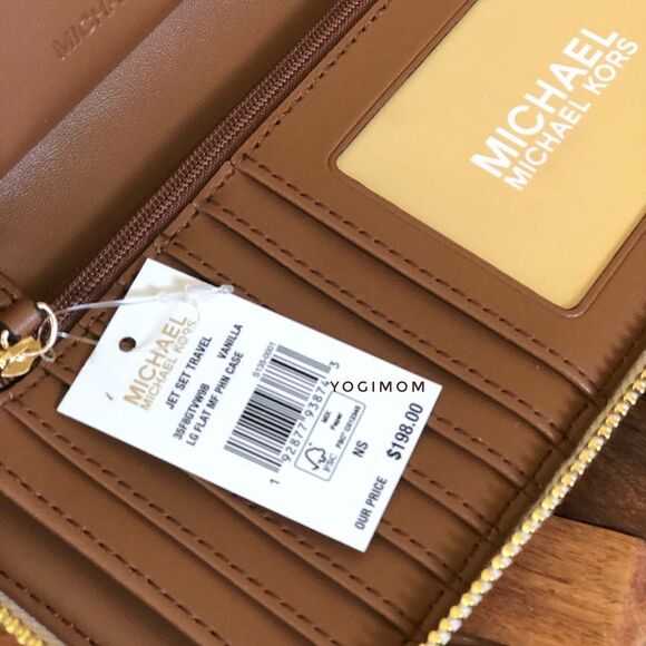 MICHAEL KORS Multifuntional cell phone wristlet wallet pocket book Vanilla Large - Picture 9 of 13